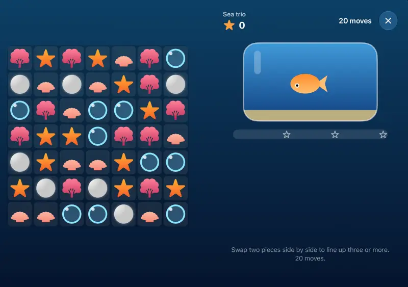 Sea trio on the open iPhone Duo, with the board on one half and the tank on the other.