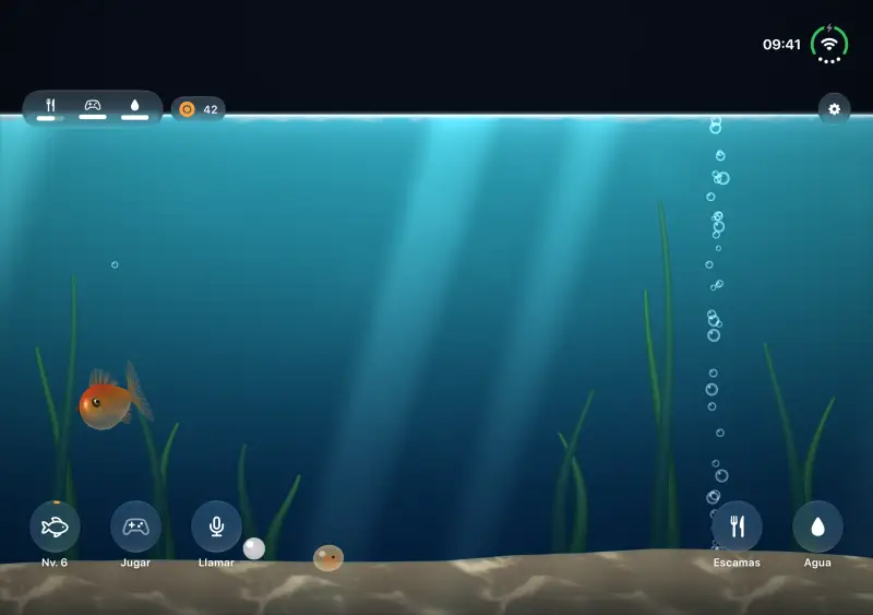 El iPhone Duo abierto: el agua se ha derramado por el pliegue en un acuario ancho.