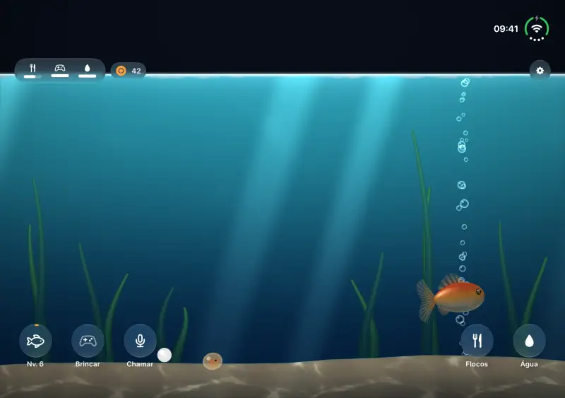 O iPhone Duo aberto: a água derramou pela dobra e virou um aquário largo.